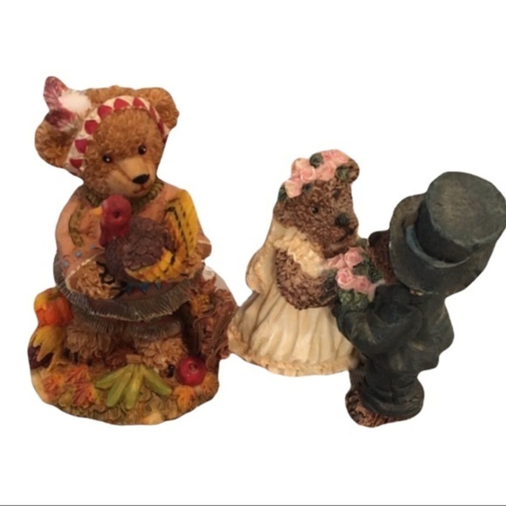 Two Adorable Fall and Wedding Bear Figurines